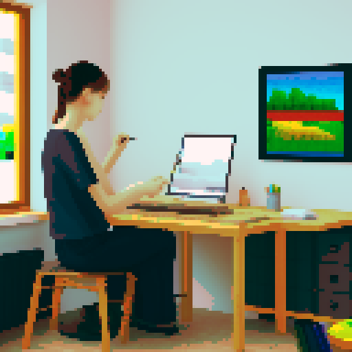 An Artist in their art studio painter or drawing. An artist at work. 