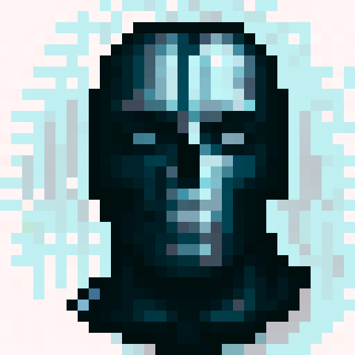 Terminator, half face robot, black and white