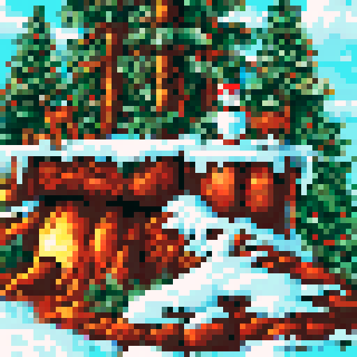 Christmas, falling snow, Reindeers, Snowman