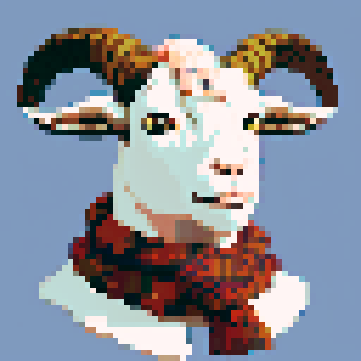 Goat bust with a scarf
