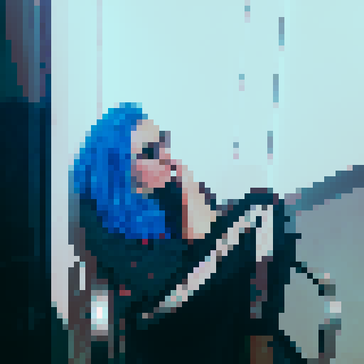 A sweeping, technicolor meadow dotted with wildflowers, stretching to the horizon in a bold, pixelated style, set against a vibrant blue sky