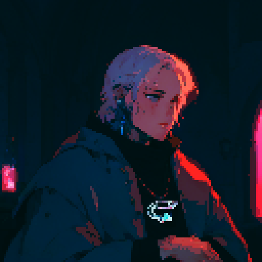 Priest, stained glass windows, vibrant colors, ornate robes, pixelated halos, illuminated Bible, candlelit altar, mosaic patterns, religious symbols, low resolution, retro aesthetic