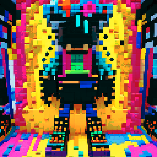 colorful pixel lego blocks arranged in a playful, vibrant composition, showcasing the intricate details and vibrant colors of pixel art in the sRGB color space