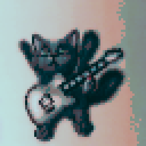 Cat with a guitar on a white background 
