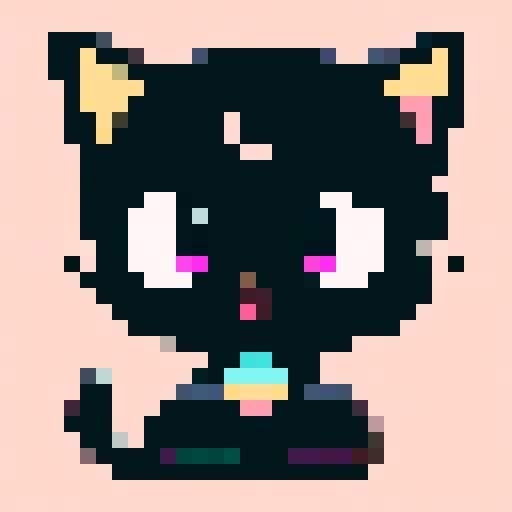 Cat, playful, vibrant colors, pixelated fur, expressive eyes, whiskers, paws, tail, retro video game style, 8-bit graphics, animated movement, dynamic poses, nostalgic vibes, low-resolution, sRGB color palette, detailed pixel art, lively and energetic, pixel sprites, iconic feline charm, whimsical atmosphere