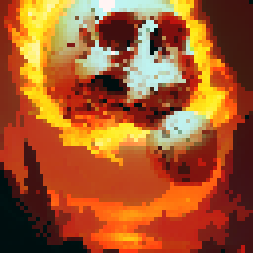 A floating skull in a ball of flames