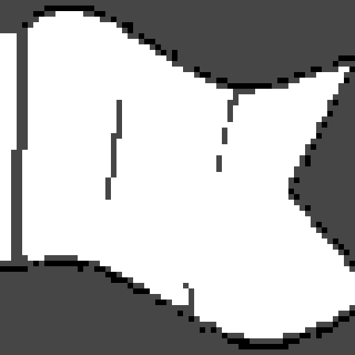 Create a pixel art flag featuring the letter 'K' and its inverted counterpart. The flag should be simple, using only black and white colors. The design should feature the 'K' with a black square background on the left and the inverted 'K' with a white square background on the right.