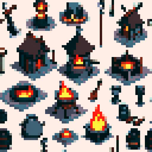 forge, smithing, building, inside, fire, instruments, medieval