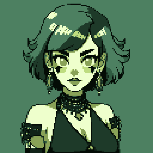 curvy, busty goth girls face, whole head portrait, black hair, purple eyeshadow, red lipstick, low black studded leather halter top, studded collar, vibrant srgb colors, edgy aesthetic