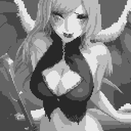 lustful succubus, skin tight lace, deep v-neck crop top, demonic scythe, pixel art, sRGB