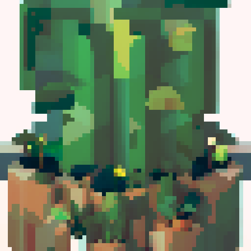 monstera plant, vibrant green leaves, sharp geometric shapes, pixelated texture, contrasting colors, sRGB color space, intricate details, low resolution, retro aesthetic, blocky pixels