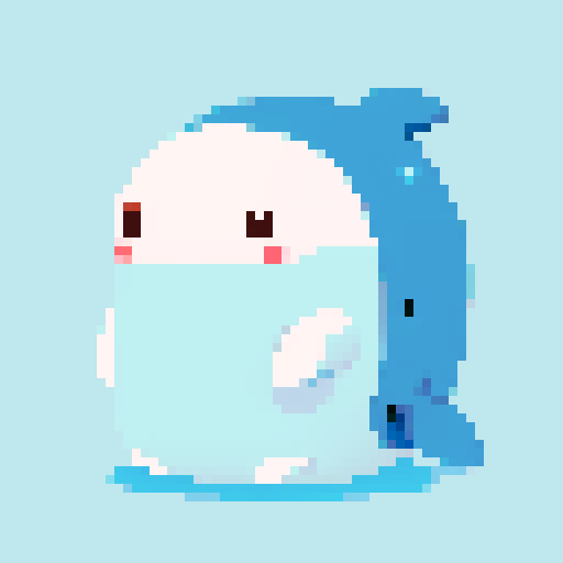 cute whale character, white background