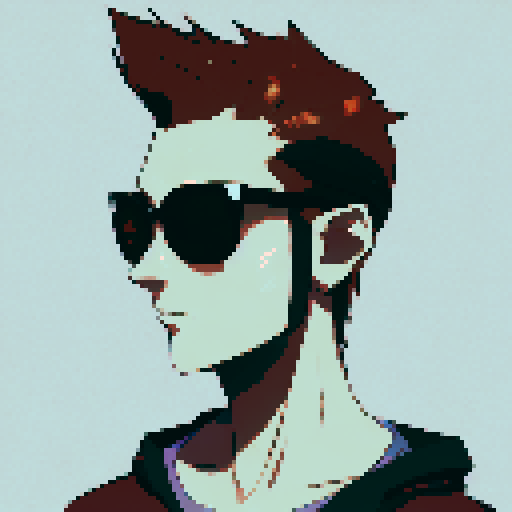 sunglasses with blue mirror lenses, pixel art