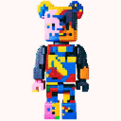 colorful pixel lego blocks arranged in a playful, vibrant composition, showcasing the intricate details and vibrant colors of pixel art in the sRGB color space