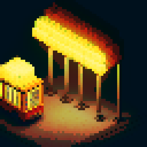 street vendor under street light at night