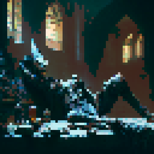 dead character, lying in a dungeon, adorned in weathered armor, surrounded by ancient bones, set in a dark and eerie fantasy RPG style