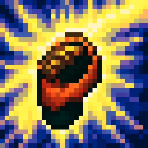 fisticon speed, vibrant orange, pixelated, game icon, skillfully crafted, intricate details, 32x32 pixels, sRGB colors, close-up view, portrait style, dynamic shading, glossy finish