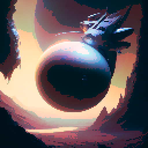 "Extraterrestrial feline with six spindly legs, rendered in a retro-futuristic style, lounging atop a floating metallic orb amidst a starry void."