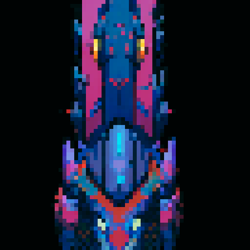 Space ship, vibrant colors, retro vibes, pixelated stars, angular design, glowing thrusters, no background, 8-bit spaceship, glowing cockpit, space exploration, futuristic spacecraft, pixel art style, smooth outline, alighment in center, radar on the top, smooth line,