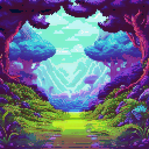 A lush, verdant expanse unfolds beneath a serene sky, showcasing a sprawling canvas of vibrant greenery. Towering trees stand sentinel in the farthest reaches, their canopies weaving a tapestry of rich hues against the horizon. This picturesque scene captures the essence of a tranquil landscape, where the play of light and shadow enhances the intricate details of each leaf and branch, inviting the viewer to immerse themselves in the depth and beauty of nature.