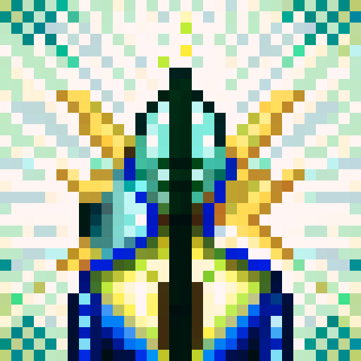 galaxy sword, vibrant colors, glowing stars, celestial patterns, shimmering blade, cosmic energy, pixelated details, intricate design, intense focus, dramatic lighting, skillfully crafted, close-up view, game icon, 32x32 pixel art, sRGB, skill art, close up, portrait