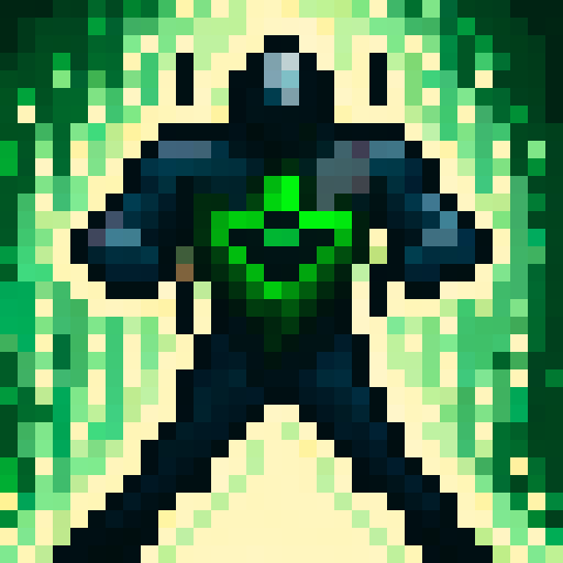 Ninja with green eyes, sharp portrait, dark theme, game icon style, 32x32 pixel art, sRGB, skill art, close up, portrait