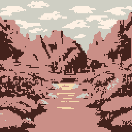 Beautiful field with vibrant, blooming wildflowers, bathed in warm sunlight, creating a picturesque sRGB pixel art background that depicts a serene and idyllic landscape