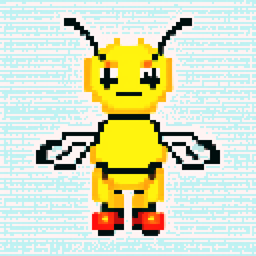 antropomorphic smiling bee in pants