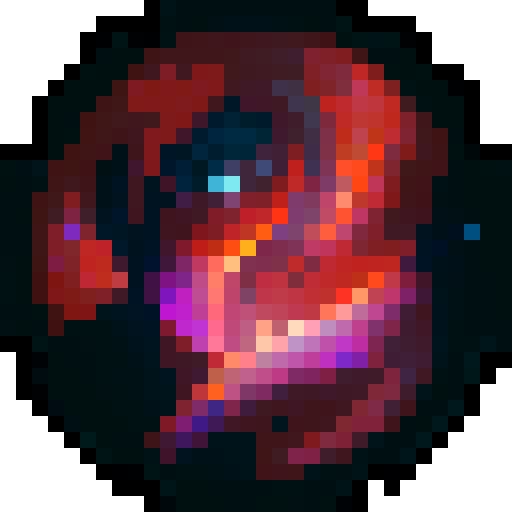 red transparent gem, shiny, circular, jagged