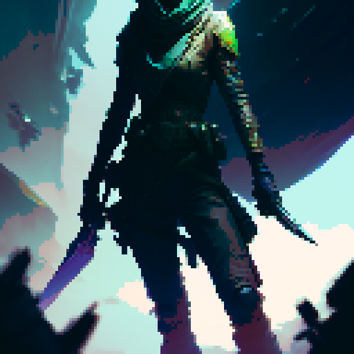 Female Rogue, stealthily navigating through shadows, slyly evading detection, with a thin frame, in a fantasy RPG art style, Holding a dagger, well lit