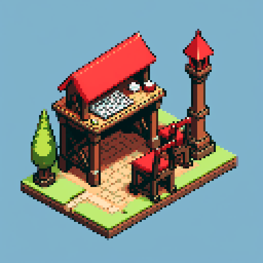 building, inside, block, wood, isometric, medieval, writing table, feather pen, ink, paper, royal stamp, stamp red