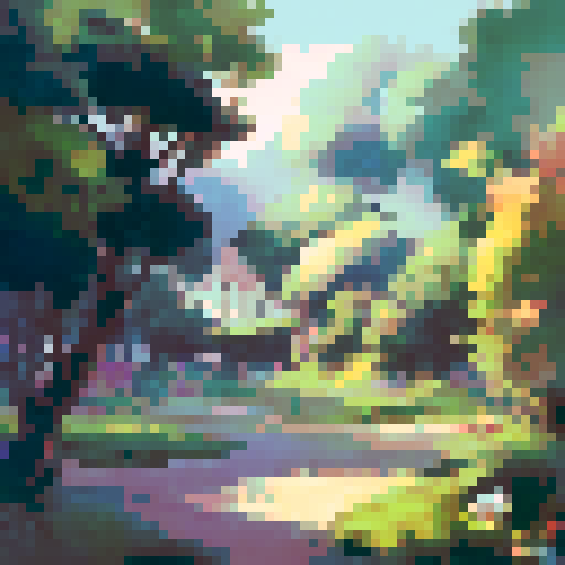 Two muscular men stroke each other's hard cocks in a picturesque setting, one in a landscape pose and the other in portrait, surrounded by lush greenery and a clear blue sky.