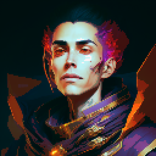 Dark Evil Male Wizard with black hair and bright eyes, wearing a red and black robe with golden-trimmed lining, conjuring a blazing fireball in a fantasy RPG style