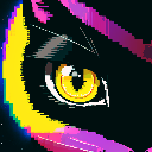 reflection of the milky way galaxy in the yellow eyes of a black cat