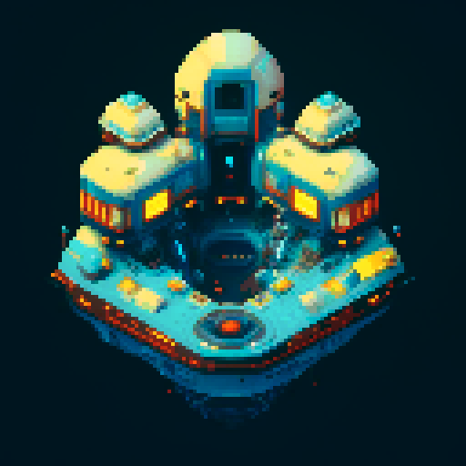 Spaceship, metallic exterior, retro aesthetic, pixelated details,blinking lights, wireframe outlines, geometric shapes, low-resolution textures, pixel art style, sRGB color space
View from above
no background