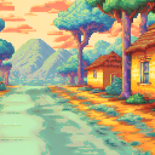 big african village background with a road as a foreground