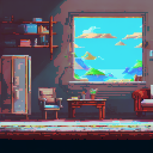 Living room in a house where no one has been for a long time, a lot of dust, cobwebs, pixel art style for 2d platformer game