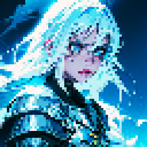 create a heavenly lightning element white skinned bulky death knight with a sapphire and yellow thunder inspired color palette. I need the knight to look like a very intimidating female.