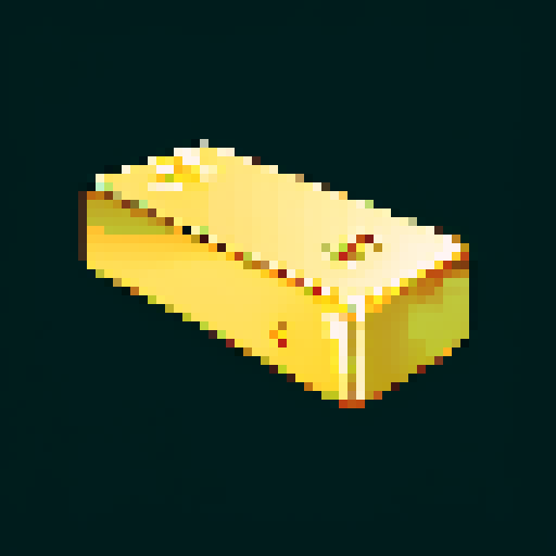 shiny gold bar, video game item icon, pixel art, sRGB