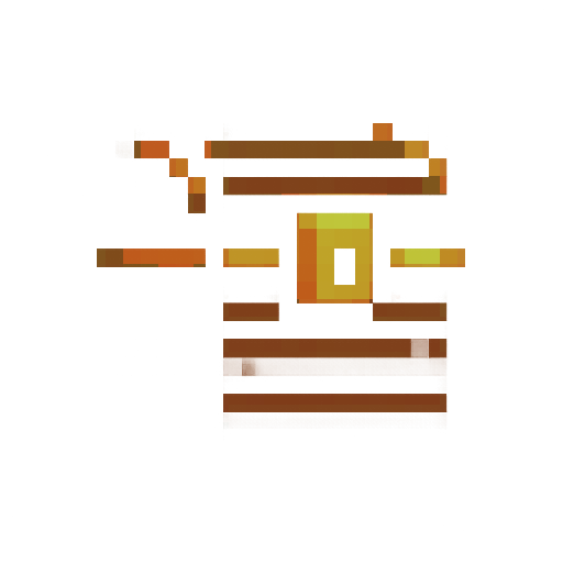 treasure chest icon, 32x32 pixels, minecraft style, dark brown wood with golden lock, thick black outline, simple pixel art, flat colors