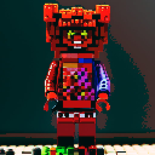 colorful pixel lego blocks arranged in a playful, vibrant composition, showcasing the intricate details and vibrant colors of pixel art in the sRGB color space