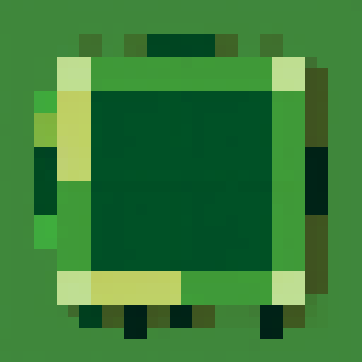 Forest tile, top-down view, simple shapes, reduced dark green color palette