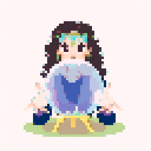 Young bohemian witch with eclectic fashion, staring into a crystal ball, point of view from the person receiving the fortune, adorned with floating candles and magical herbs.