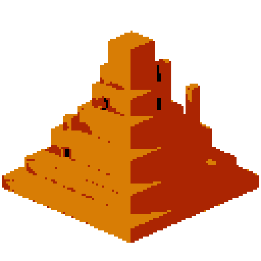 2d Red clay structure. Usable as an asset (clear, thick lines and a white background). Put a black stroke around the composition