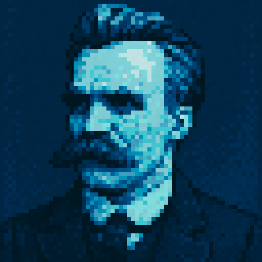 A blue colored nietzsche portrait