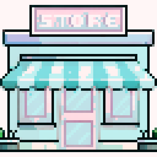 a 8bit game style energy bar shop with playful and joyful vibes