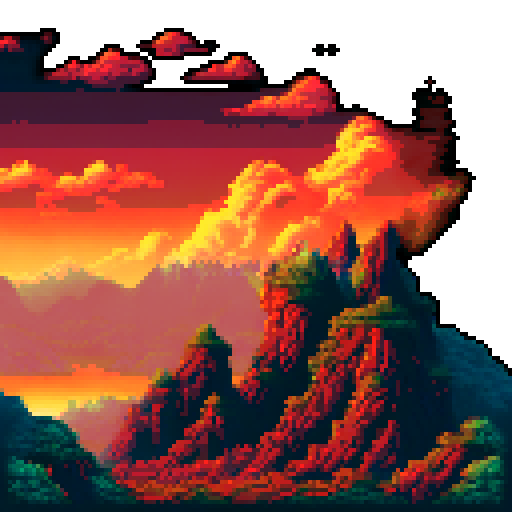 Vibrant dark red alien planet sky