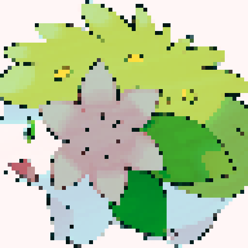 Shaymin-Land, but it now has small crimson wings, has accents of red, brown and black. It also wears silver armor covering its eyes and some of its body.