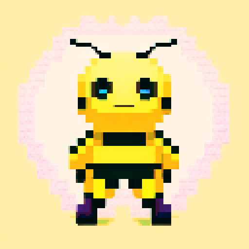 antropomorphic smiling bee in pants