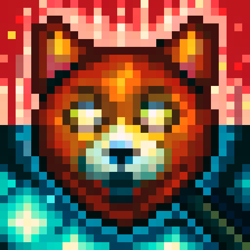 Orange cat icon with a fluffy tail, round eyes with heart-shaped pupils, and a playful expression, set against a bright pink background in 32x32 pixel art style, perfect for a game icon or cute skill art close up portrait
